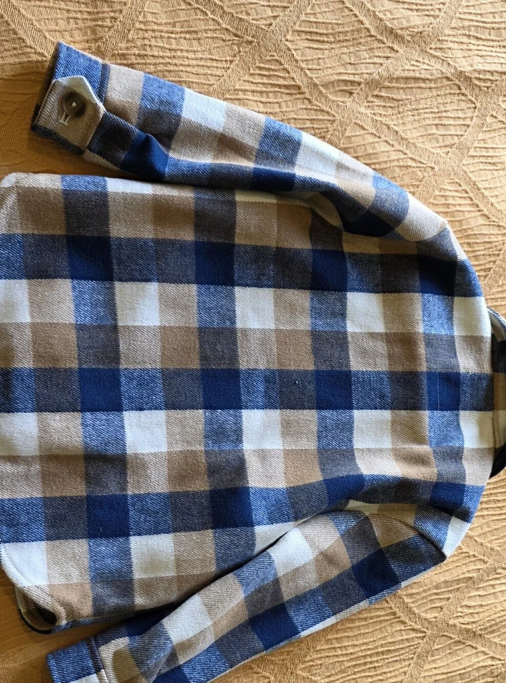 Kids Old Navy Blue and Brown Plaid Flannel Shirt Jacket.